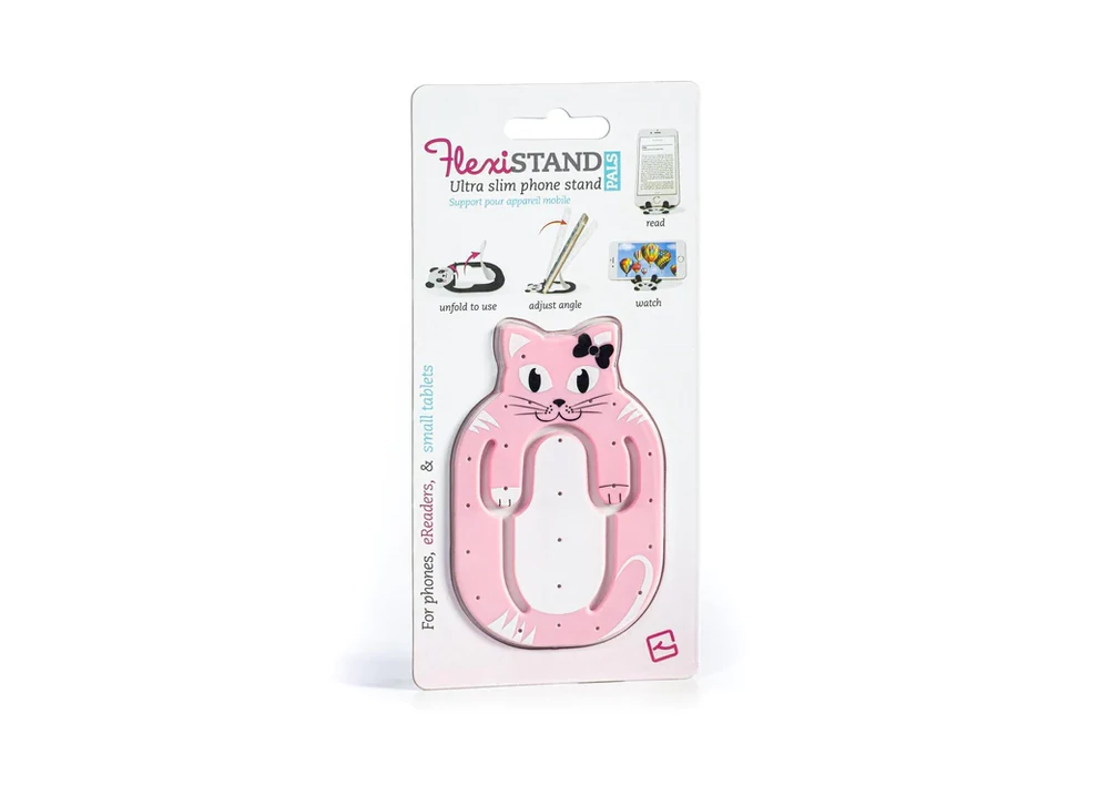 Kép 4/12 - mobiltartó állvány Flexistand Pal - cica - macska - rószaszín okoskönyv gyerek játék ajándék kiegészítő mobiltelefon