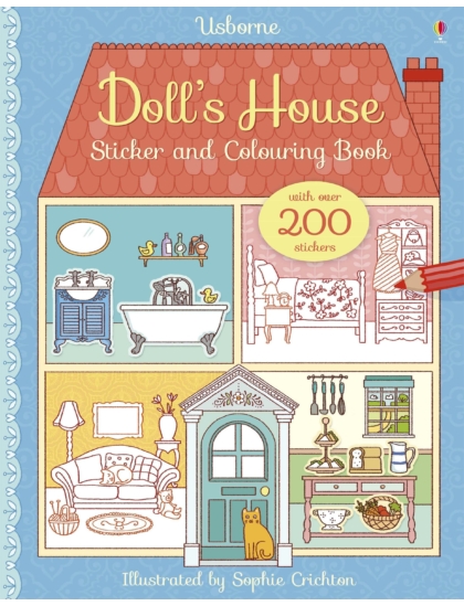 Doll's House Sticker and Colouring Book 9781409597490 Okoskönyv Angol gyerekkönyv és ifjúsági könyv Usborne