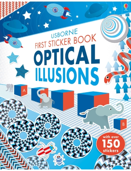 First Sticker Book Optical Illusions 9781474924061 Okoskönyv Angol gyerekkönyv és ifjúsági könyv Usborne