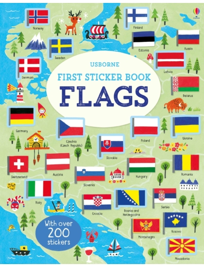 First Sticker Book Flags 9781474937030 Okoskönyv Angol gyerekkönyv és ifjúsági könyv Usborne