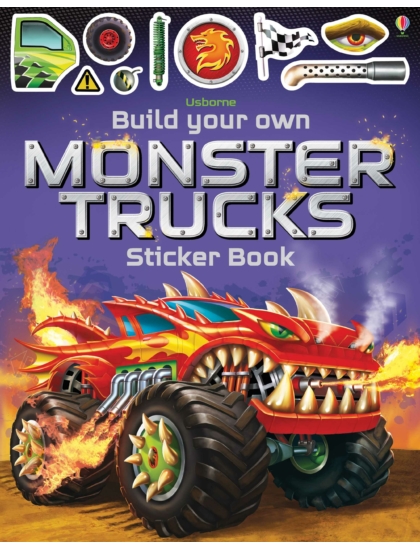 Build Your Own Monster Trucks Sticker Book 9781474937504 Okoskönyv Angol gyerekkönyv és ifjúsági könyv Usborne