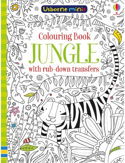 Colouring Book Jungle with Rub Downs 9781474940221 Okoskönyv Angol gyerekkönyv és ifjúsági könyv Usborne