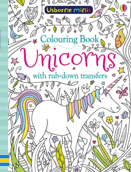 Colouring Book Unicorns with Rub Downs 9781474947633 Okoskönyv Angol gyerekkönyv és ifjúsági könyv Usborne