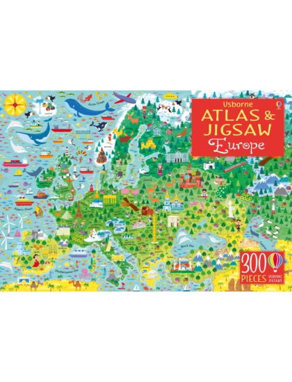 Usborne Atlas and Jigsaw Europe 9781474948067 Okoskönyv Angol gyerekkönyv és ifjúsági könyv Usborne